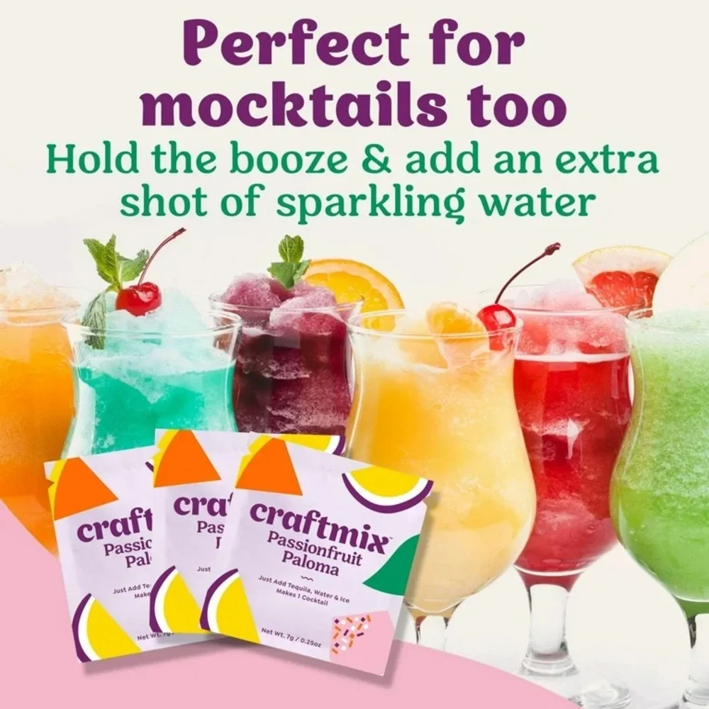 4-Piece Variety Premium Cocktail/Mocktail Single Serve Low Sugar Travel Mixers